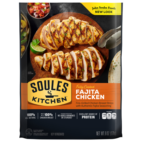 Soules Kitchen Fully Cooked Chicken Fajitas Breast Strips Refrigerated