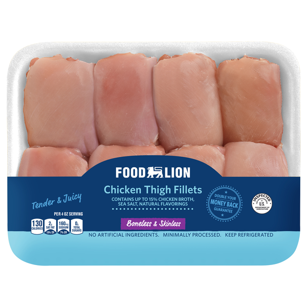 Food Lion Boneless Skinless Chicken Thigh Fillets Fresh