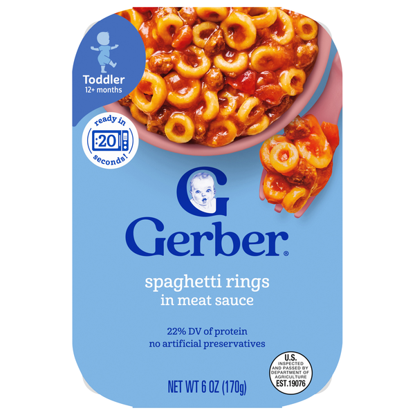 Gerber Mealtime Toddler Spaghetti Rings in Meat Sauce