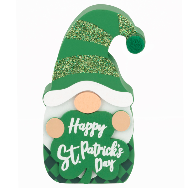 Smart Living St. Patrick's Day Wood Decor Gnome Happy