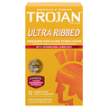 Trojan Stimulations Latex Condoms Spermicidal Lubricant Ultra Ribbed