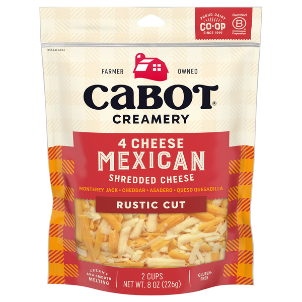 Cabot Creamery Rustic Cut Shredded Mexican 4 Cheese
