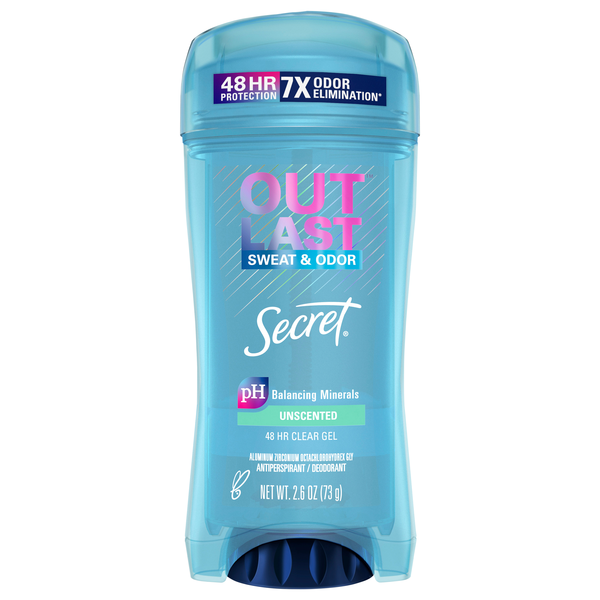 Secret Outlast Unscented Antiperspirant Deodorant Clear Gel