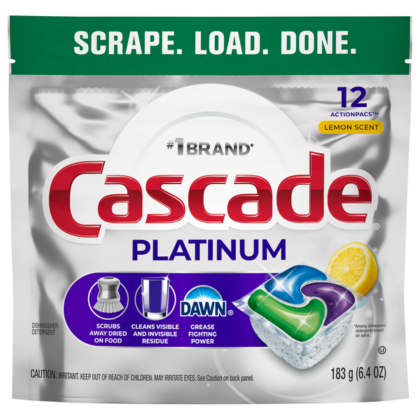Cascade Platinum Dawn Lemon Scent Dishwasher Detergent ActionPacs - 12 ct