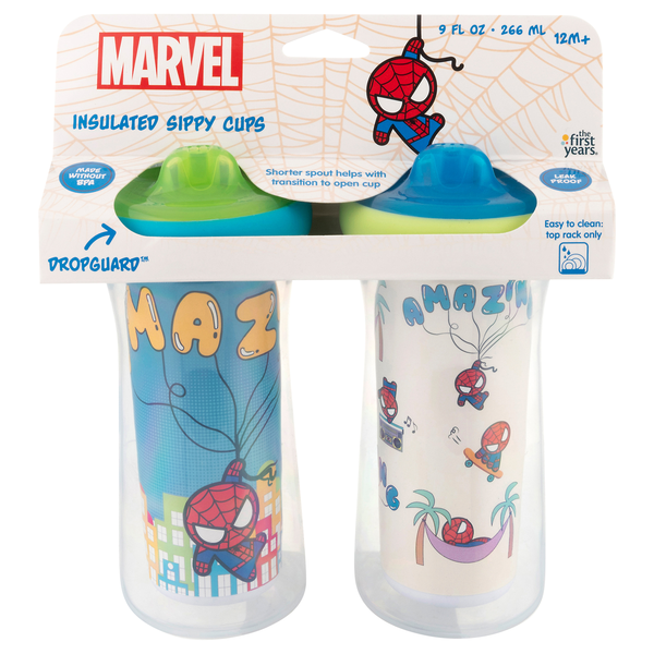 The First Years Marvel Insulated Sippy Cups 9 oz 12M+