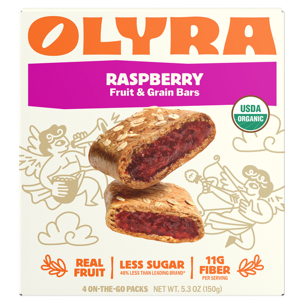 Olyra Organic Raspberry Filled w/Prebiotics Breakfast Bars Biscuits - 4 ct