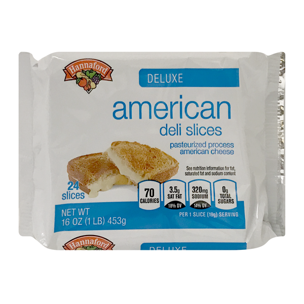 Hannaford Deluxe White American Cheese Deli Slices - 24 ct