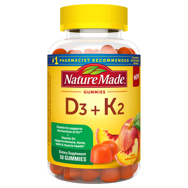 Nature Made Vitamin D3 + K2 Gummies Peach