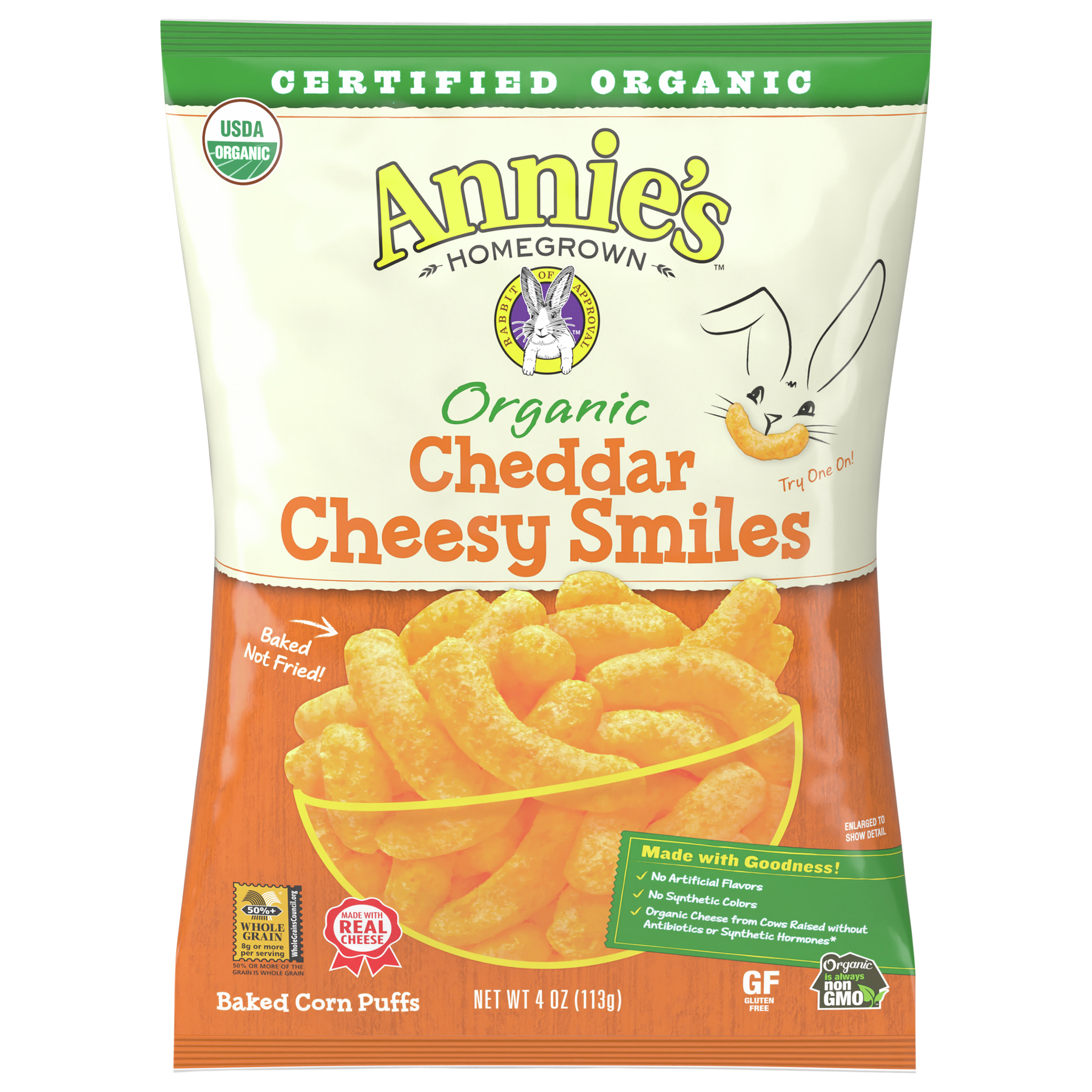 Annie's Homegrown Annie's Homegrown Cheddar Cheesy Smiles Organic