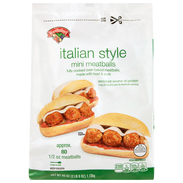 Hannaford Mini Italian Style Beef & Pork Meatballs Frozen