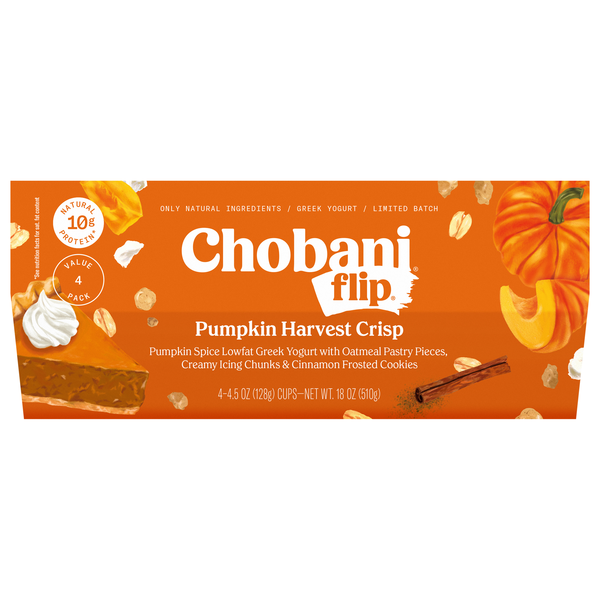 Chobani Flip Limited Batch Low Fat Pumpkin Harvest Greek Yogurt Cup 4 ct