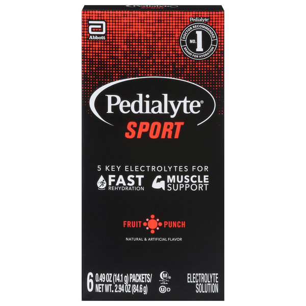 Pedialyte Sport Fruit Punch Electrolyte Powder Packets - 6 ct