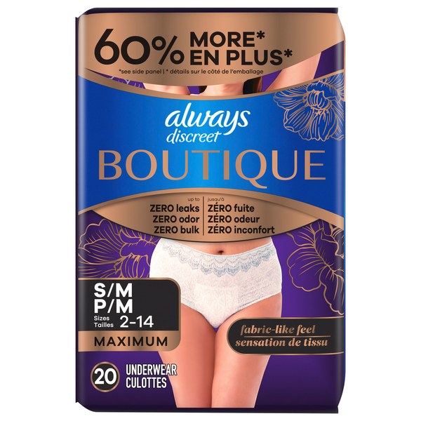 Always Women's Discreet Boutique Underwear S/M