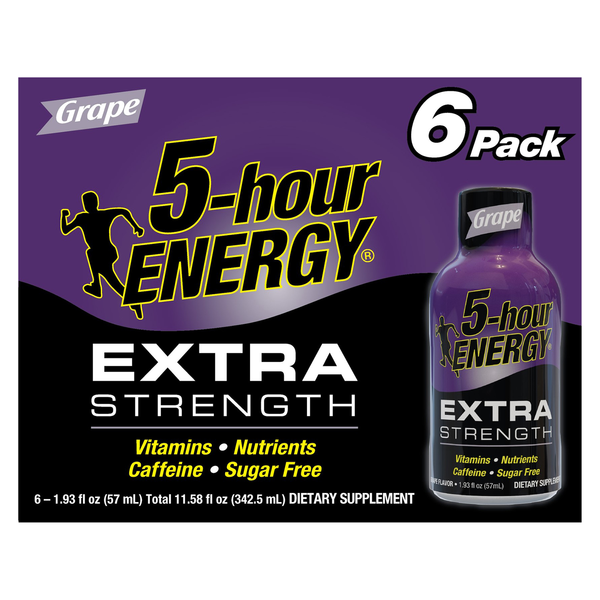 Save on 5Hour Energy Extra Strength Dietary Supplement Grape 6 pk