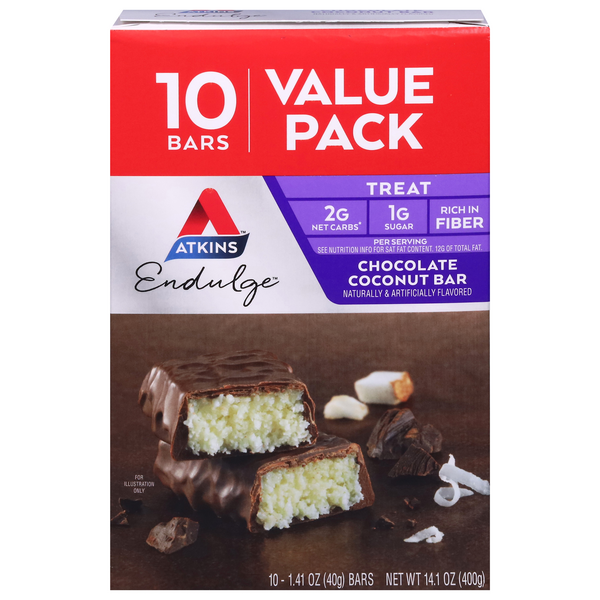 Atkins Endulge Treat Chocolate Coconut Bar Low Carb Value Pack - 10 ct