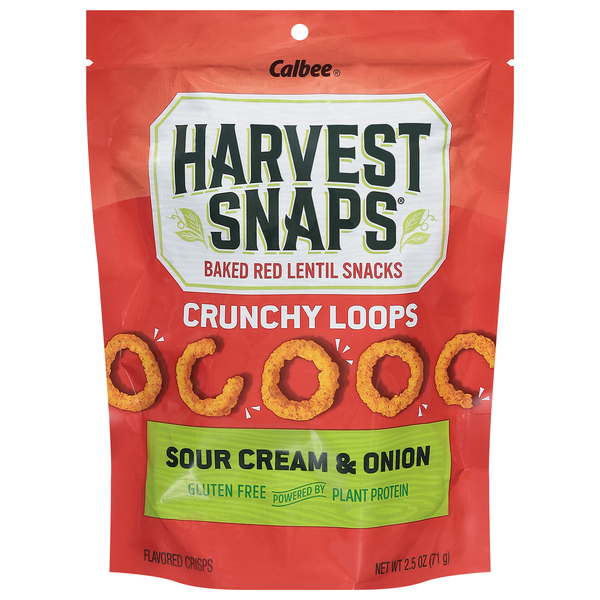Save on Harvest Snaps Gluten Free Sour Cream & Onion Loops Red Lentil
