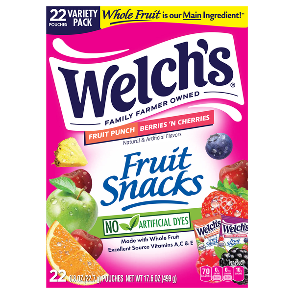 Welch's Fruit Punch & Berries 'N Cherries Fruit Snacks - 22 ct