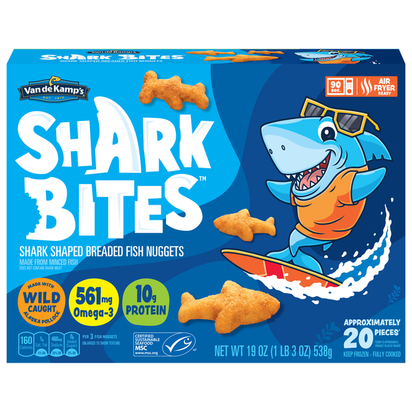 Van de Kamp's Shark Bites Breaded Fish Sticks - apx 20 ct Frozen