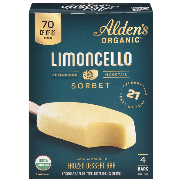Alden's Organic Limoncello Sorbet Frozen Dessert Bar - 4 ct