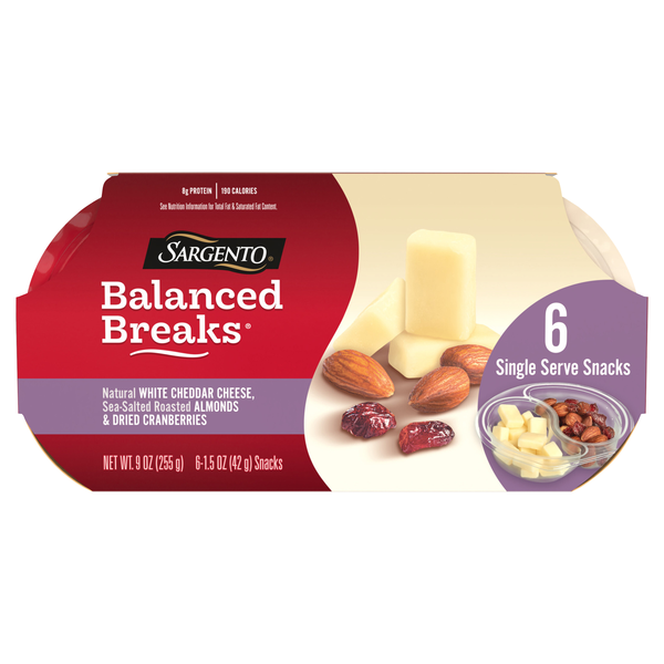 Sargento Balanced Breaks Cheddar Cheese Almonds & Cranberries Snack - 6 ct