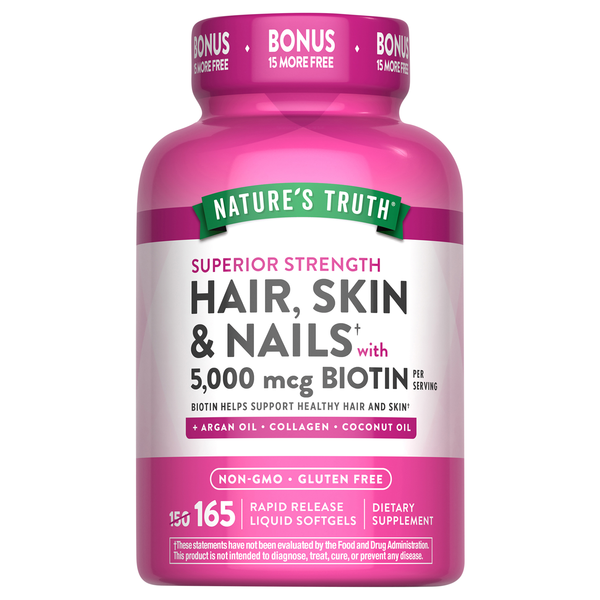 Nature's Truth Hair Skin & Nails Biotin 5000 mcg Softgels