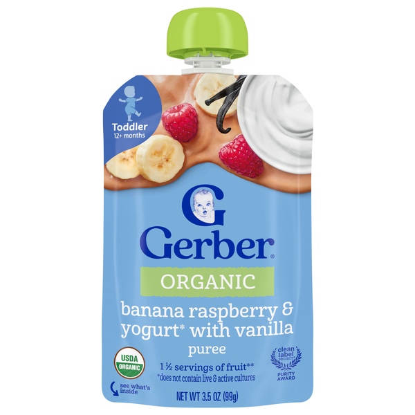Gerber Organic Toddler Banana Raspberry & Yogurt with Vanilla