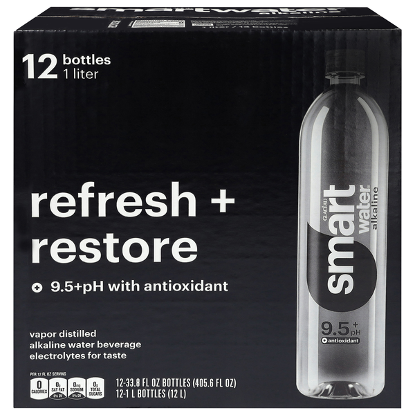 smartwater Vapor Distilled Ionized Water Alkaline 9.5+pH - 12 pk
