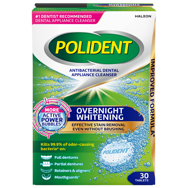 Polident Overnight Whitening Dental Appliance Cleanser Tablets
