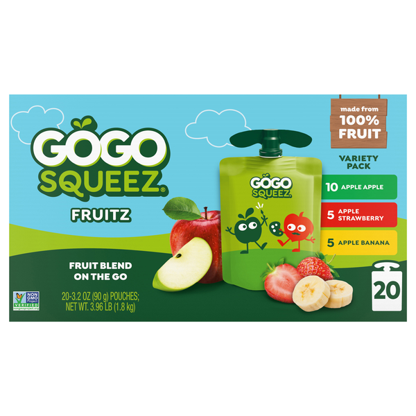 GoGo squeeZ Variety Pack Applesauce Pouches Family Size - 20 ct