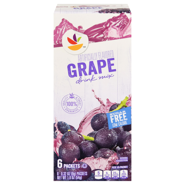 Stop & Shop Drink Mix Grape Sugar Free - 6 ct