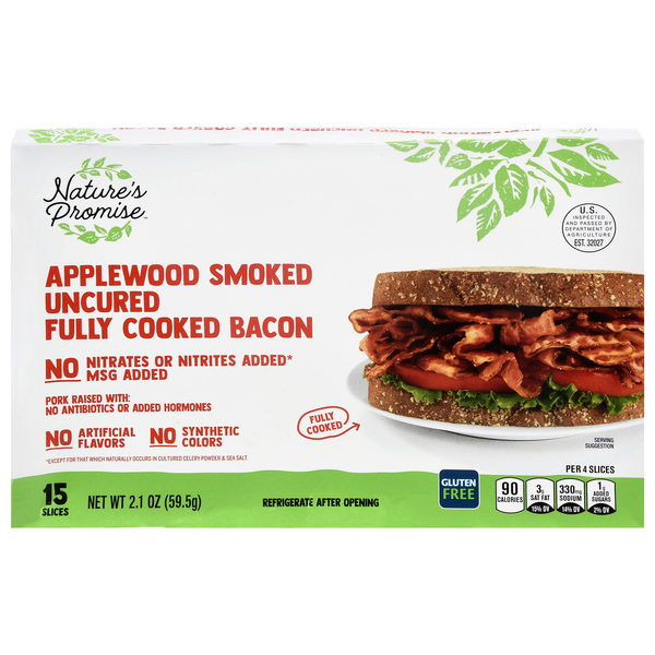 Nature's Promise Fully Cooked Applewood Smoked Uncured Bacon Slices