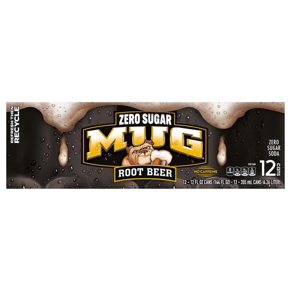 Mug Diet Root Beer Soda Caffeine Free - 12 pk