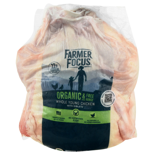 Farmer Focus Organic & Free Range Whole Young Chicken with Giblets Fresh