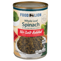 Food Lion No Salt Added Whole Leaf Spinach