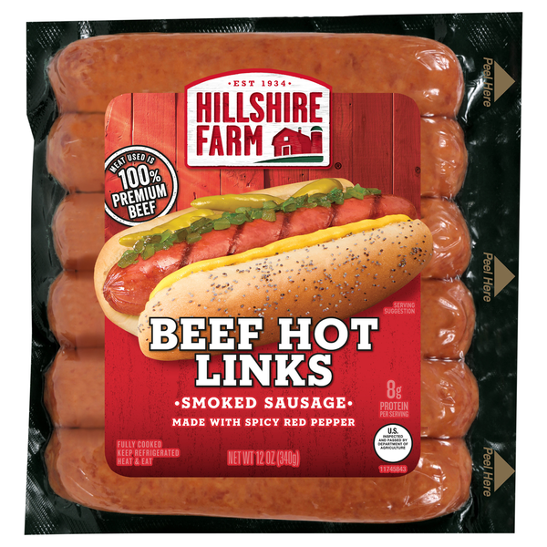 Hillshire Farm Beef Hot Links Smoked Sausage - 6 ct