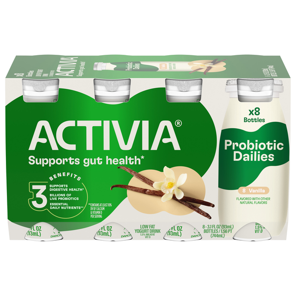 Activia Probiotic Dailies Low Fat Vanilla Yogurt Drink - 8 ct