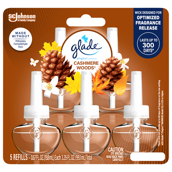 Glade plugIns Cashmere Woods Scented Oil Refills - 5 ct