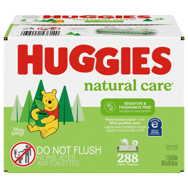 Huggies Natural Care Sensitive Fragrance Free Baby Wipes Pop-Top - 6 pk