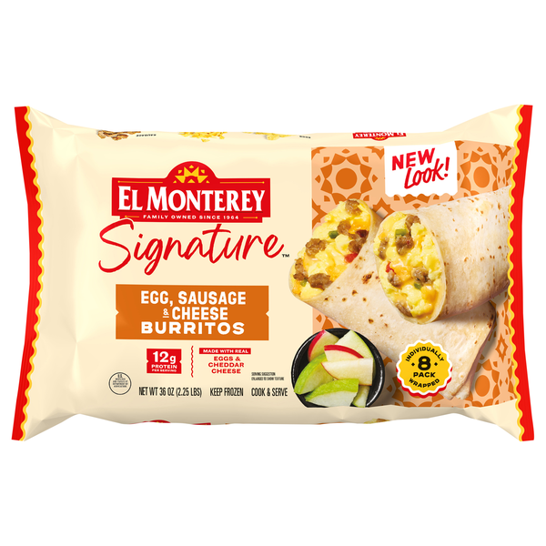 El Monterey Signature Egg Sausage & Cheese Breakfast Burritos - 8 ct