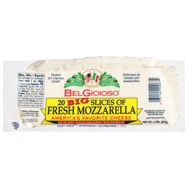 BelGioioso Fresh Mozzarella Cheese Log Pre-Sliced