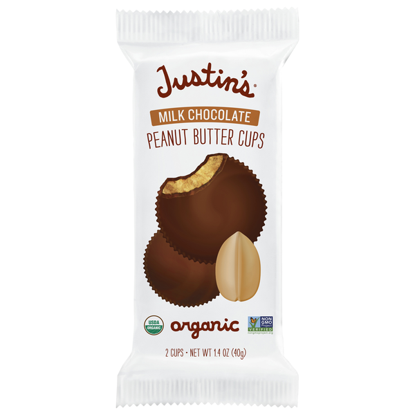 Justin's Organic Milk Chocolate Peanut Butter Cups Candy - 2 ct