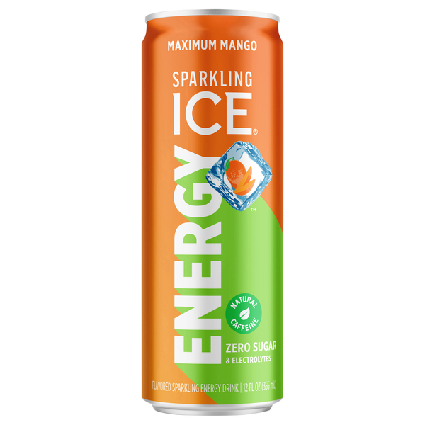 Sparkling Ice + Energy Zero Sugar Maximum Mango Flavored Water