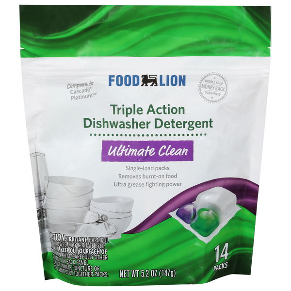 Food Lion Ultimate Clean Triple Action Dishwasher Detergent Packs - 14 ct