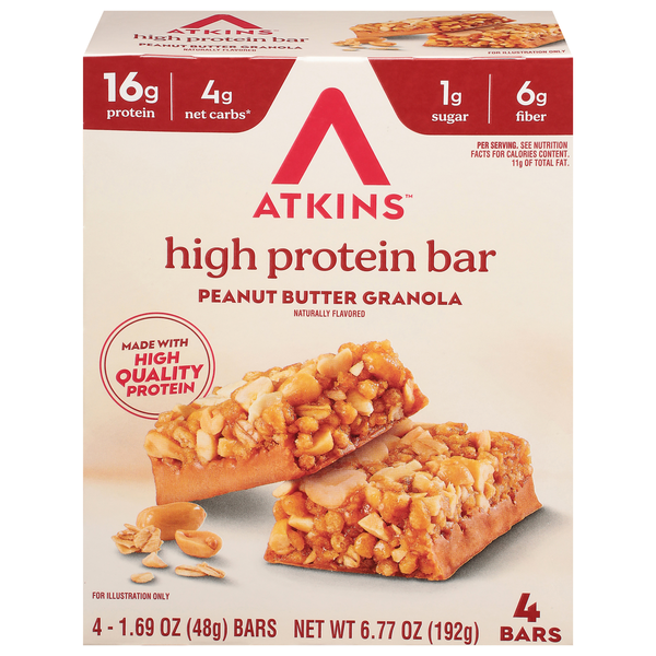Atkins High Protein Peanut Butter Granola Bar - 4 ct