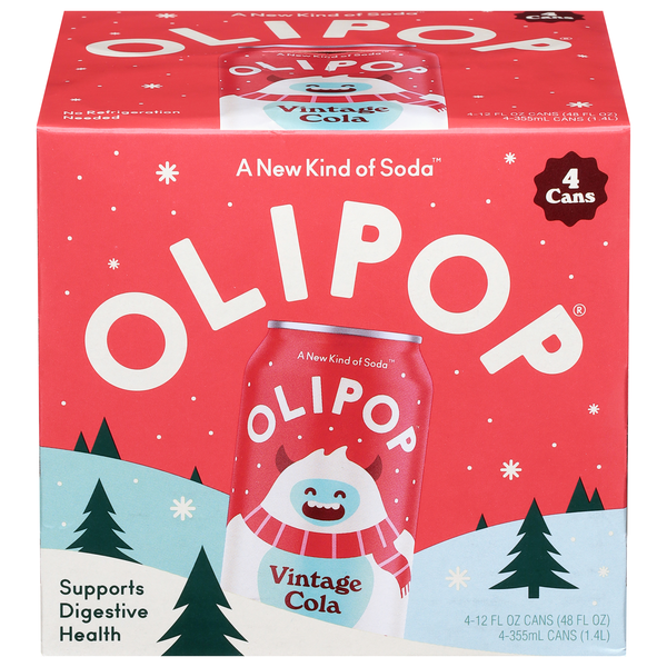 Olipop Vintage Cola Prebiotic Soda - 4 pk