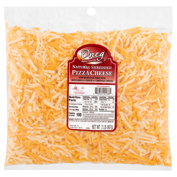 Oneg Kosher Natural Shredded Pizza Cheese