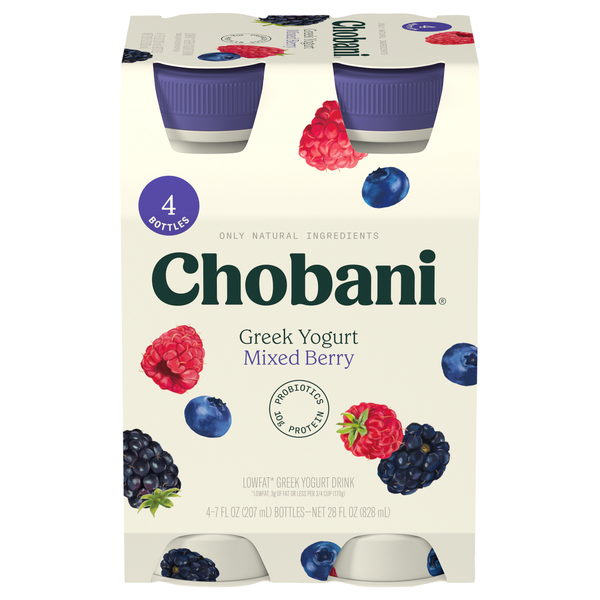 Save on Chobani Low Fat Mixed Berry Greek Yogurt Drink 4 ct Order