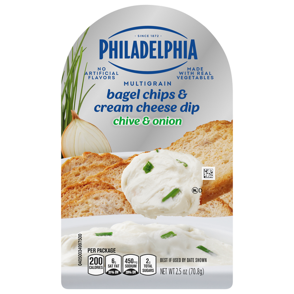 Save on Philadelphia Bagel Chips & Cream Cheese Dip Chive & Onion Order