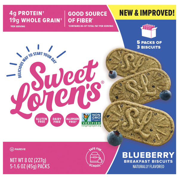 Sweet Loren's Whole Grain Blueberry Breakfast Bars Biscuits - 5 ct