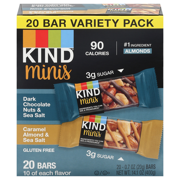 KIND Minis Gluten Free Variety Pack Bars - 20 ct